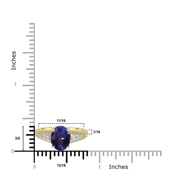 1.75ct Tanzanite Rings with 0.38tct Diamond set in 14K Yellow Gold