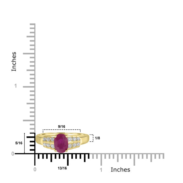 0.94ct Ruby Rings with 0.21tct Diamond set in 14K Yellow Gold