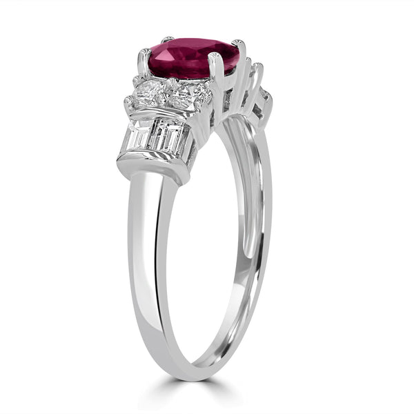 1.05ct   Ruby Rings with 0.71tct Diamond set in 14K White Gold