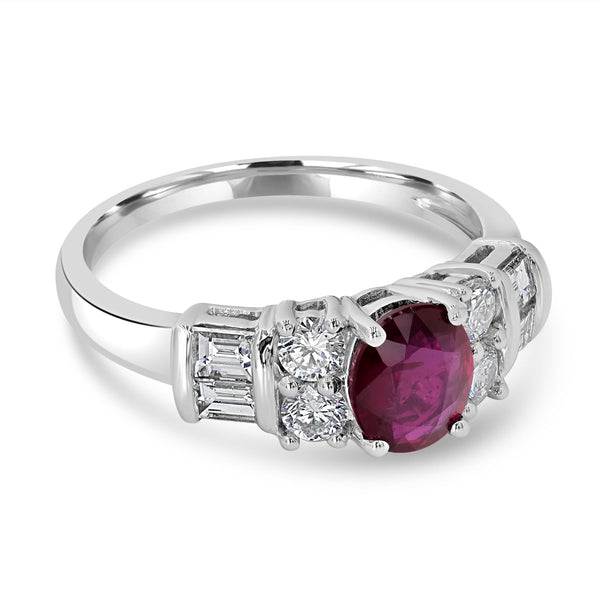 1.05ct   Ruby Rings with 0.71tct Diamond set in 14K White Gold