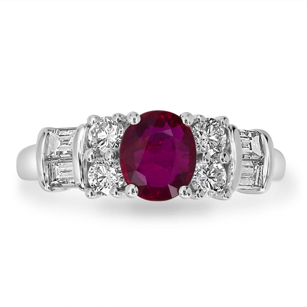 1.05ct   Ruby Rings with 0.71tct Diamond set in 14K White Gold