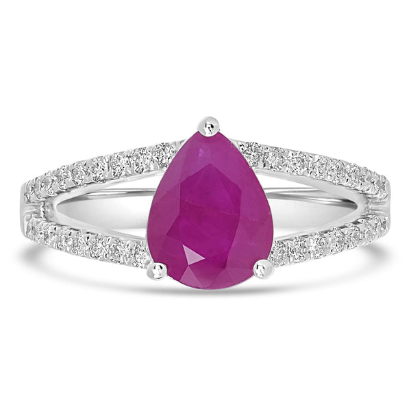 1.93ct Ruby Rings with 0.31tct Diamond set in 14K White Gold