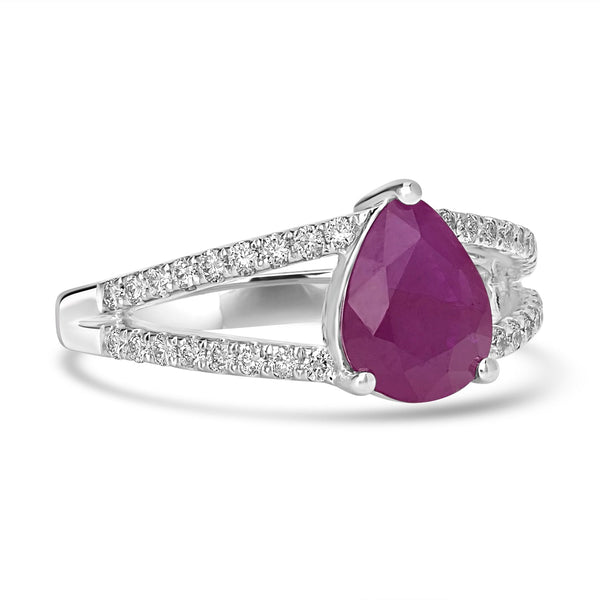 1.93ct Ruby Rings with 0.31tct Diamond set in 14K White Gold