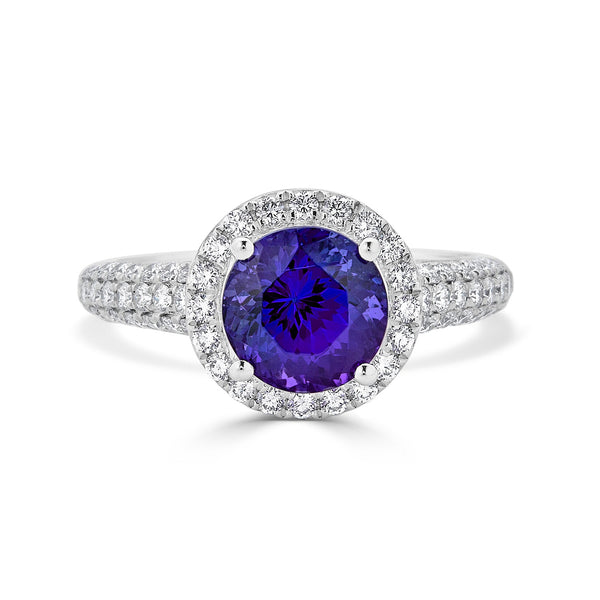 2.64Ct Tanzanite Ring With 0.93Tct Diamonds Set In Platinum