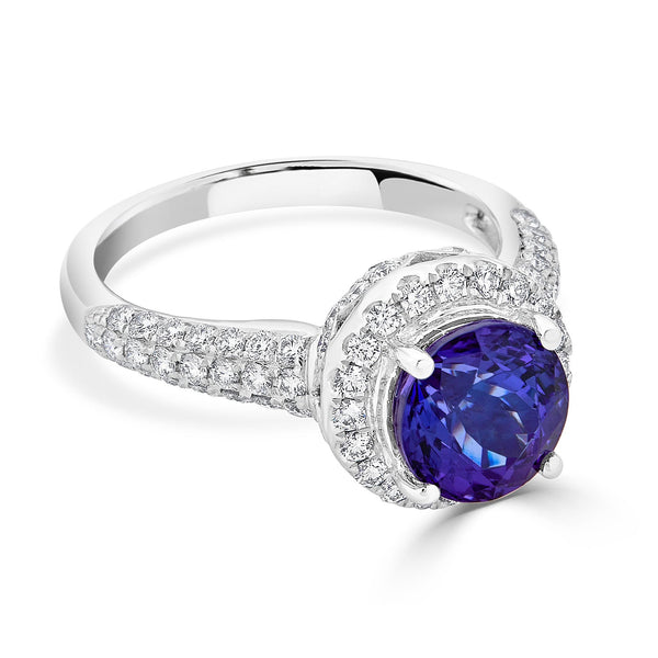 2.64Ct Tanzanite Ring With 0.93Tct Diamonds Set In Platinum