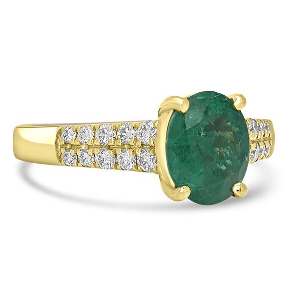 1.8ct   Emerald Rings with 0.39tct Diamond set in 14K Yellow Gold