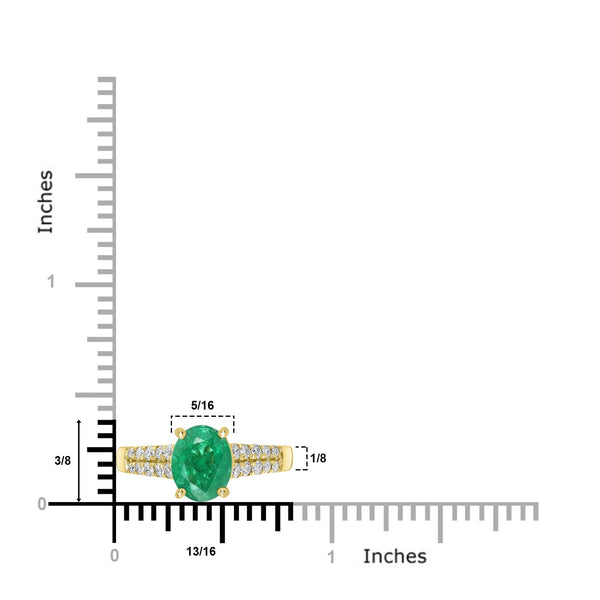 1.8ct   Emerald Rings with 0.39tct Diamond set in 14K Yellow Gold