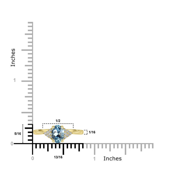 0.85ct Aquamarine Rings with 0.1tct Diamond set in 14K Yellow Gold