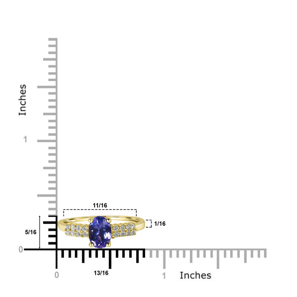 0.85ct Tanzanite Rings with 0.2tct Diamond set in 14K Yellow Gold