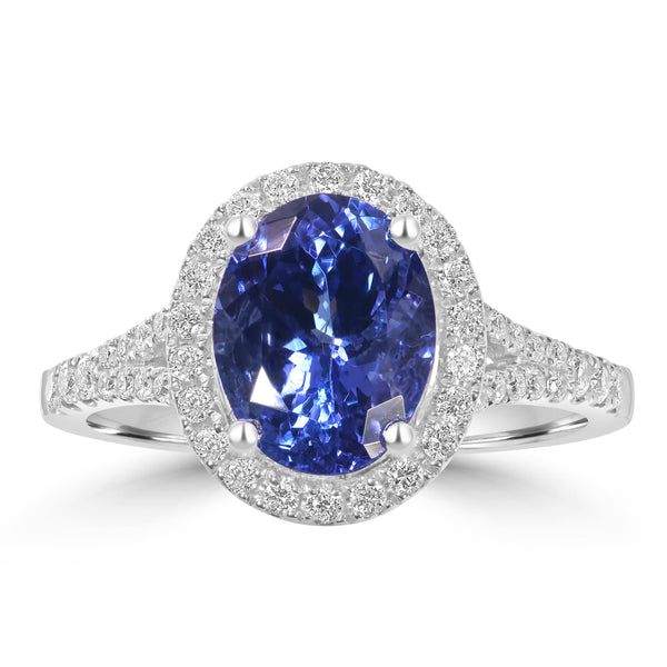 2.39ct Tanzanite Rings with 0.36tct Diamond set in 14K White Gold