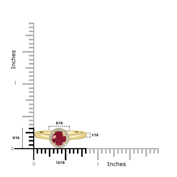 0.67ct Ruby Rings with 0.08tct Diamond set in 14K Yellow Gold