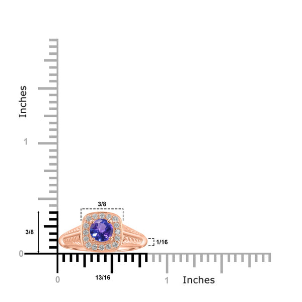 0.48ct Tanzanite Rings with 0.15tct Diamond set in 14K Rose Gold