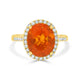 3.16 Fire Opal Rings with 0.34tct Diamond set in 14K Yellow Gold