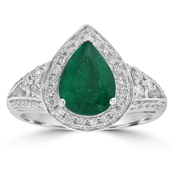 2.23ct   Emerald Rings with 0.53tct Diamond set in 14K White Gold