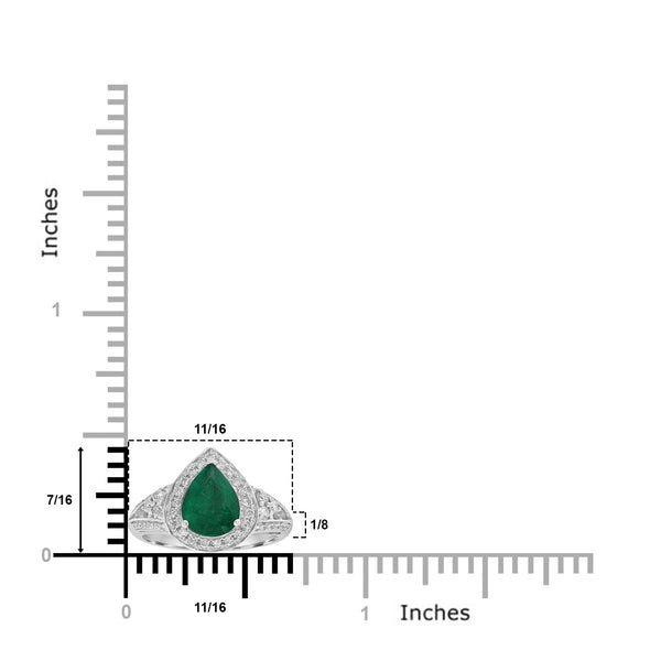 2.23ct   Emerald Rings with 0.53tct Diamond set in 14K White Gold