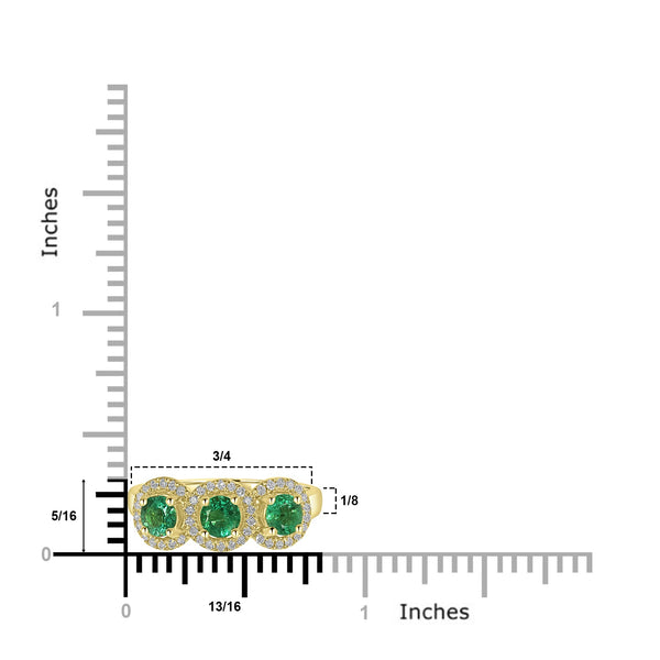 0.71ct Emerald Rings with 0.18tct Diamond set in 14K Yellow Gold