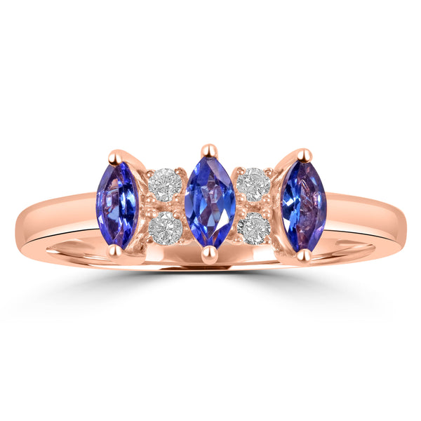 0.42ct Tanzanite Rings with 0.09tct Diamond set in 14K Rose Gold