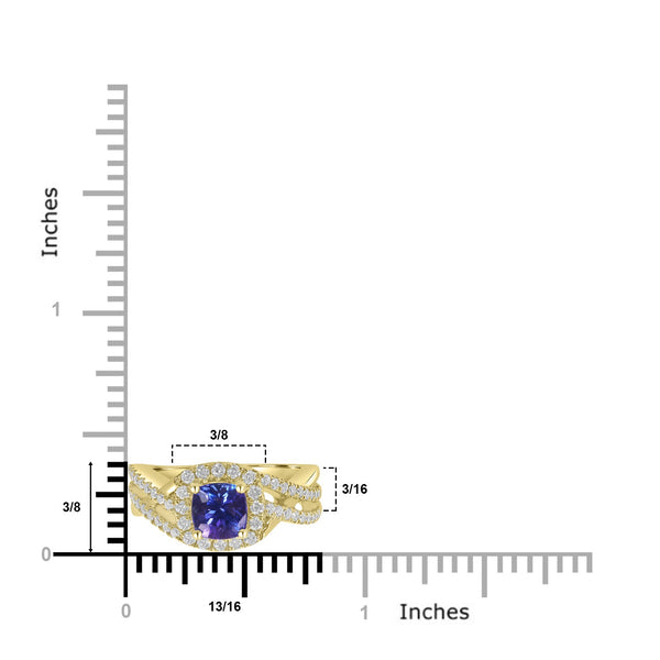 1.15ct Tanzanite Rings with 0.53tct Diamond set in 14K Yellow Gold