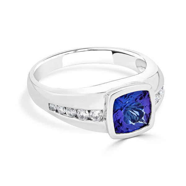 2.23Ct Tanzanite Ring With 0.36Tct Diamonds Set In 14Kt White Gold