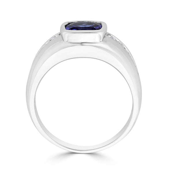 2.23Ct Tanzanite Ring With 0.36Tct Diamonds Set In 14Kt White Gold