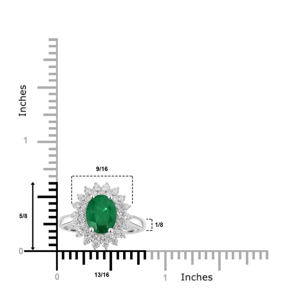 1.86ct Emerald Rings with 0.77tct Diamond set in 14K White Gold