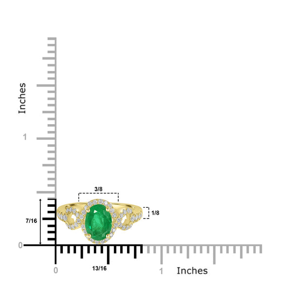 0.93ct Emerald Rings with 0.38tct Diamond set in 14K Yellow Gold