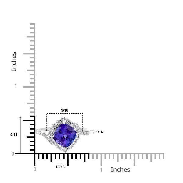 2.74Ct Tanzanite Ring With 0.52Tct Diamonds Set In 14Kt White Gold