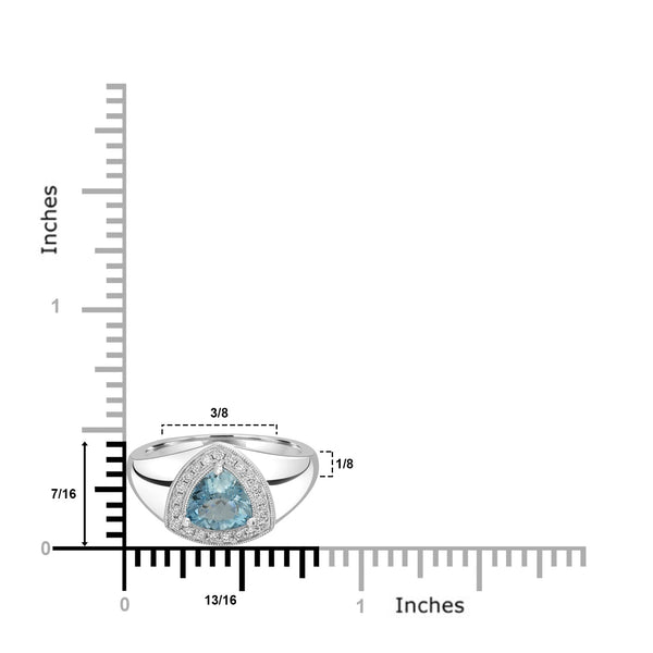 1.06ct  Aquamarine Rings with 0.18tct Diamond set in 14K White Gold