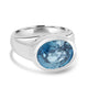 7.21ct  Blue Zircon Rings with 0.32tct Diamond set in 14K White Gold