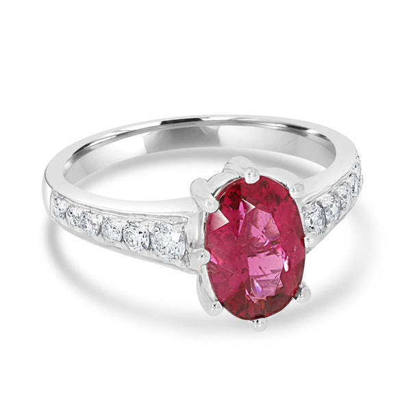 1.51ct Tourmaline Ring with 0.33tct Diamonds set in 14K White Gold