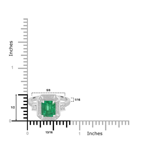 1.32ct Emerald Rings with 0.41tct Diamond set in 14K White Gold