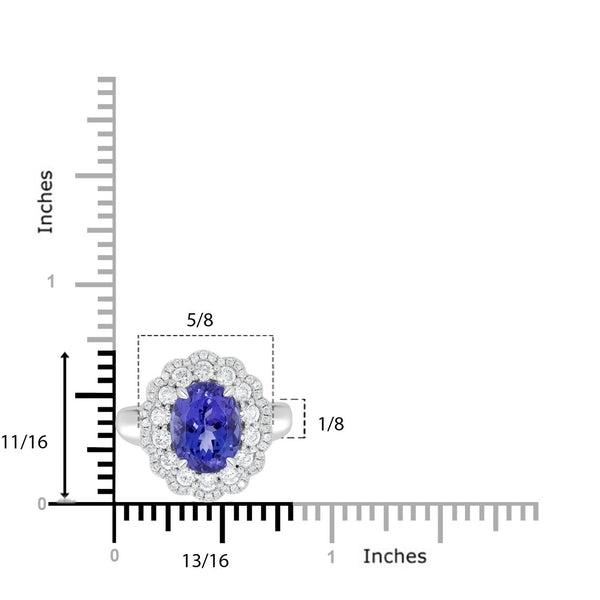 3.96 Tanzanite Rings with 0.85tct Diamond set in 14K White Gold