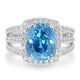 9.51ct Blue Zircon Ring with 1.01tct Diamonds set in 14K White Gold