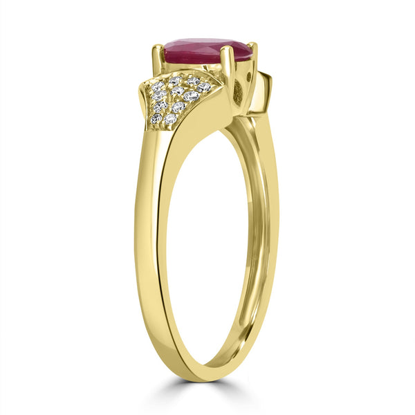 0.78ct Ruby Rings with 0.12tct Diamond set in 14K Yellow Gold