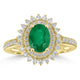 1.33ct Emerald Rings with 0.55tct Diamond set in 14K Yellow Gold