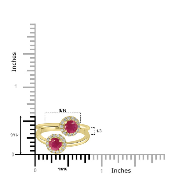 1.09ct Ruby Rings with 0.21tct Diamond set in 14K Yellow Gold