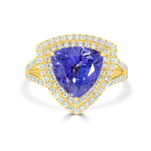 3.77 Tanzanite Rings with 0.76tct Diamond set in 14K Yellow Gold