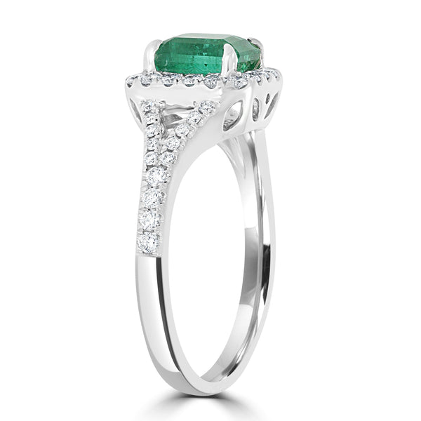 1.4ct Emerald Ring with 0.4tct Diamonds set in 14K White Gold