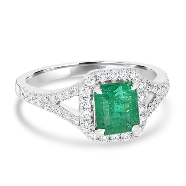 1.4ct Emerald Ring with 0.4tct Diamonds set in 14K White Gold