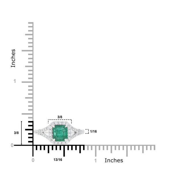 1.4ct Emerald Ring with 0.4tct Diamonds set in 14K White Gold