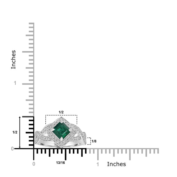 1.07ct   Emerald Rings with 0.35tct Diamond set in 14K White Gold