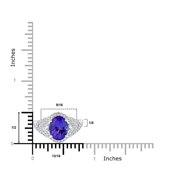 2.64Ct Tanzanite Ring With 0.47Tct Diamonds Set In 18Kt White Gold