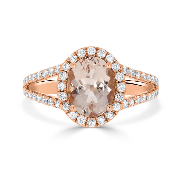 1.72ct Morganite Rings with 0.52tct Diamond set in 14K Rose Gold