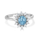 2.37 Blue Zircon Rings with 0.32tct Diamond set in 14K White Gold