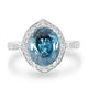 5.73ct Blue Zircon Ring with 0.35tct Diamonds set in 14K White Gold