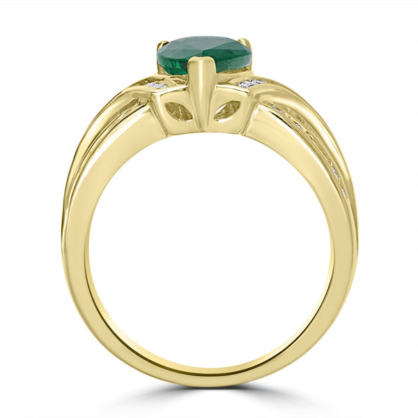 2.01ct   Emerald Rings with 0.58tct Diamond set in 14K Yellow Gold