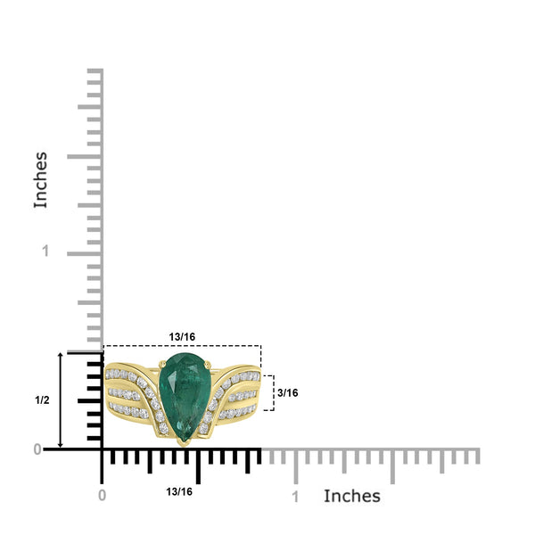 2.01ct   Emerald Rings with 0.58tct Diamond set in 14K Yellow Gold