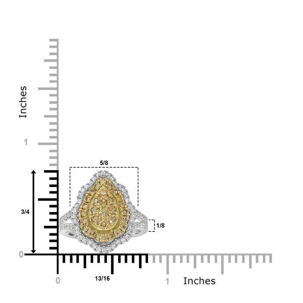 0.74ct  Yellow Diamond Rings with 0.52tct Diamond set in 14K Two Tone Gold