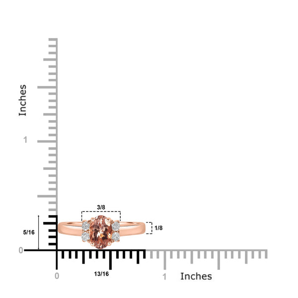 0.77ct Morganite Rings with 0.12tct Diamond set in 14K Rose Gold