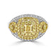 0.30Tct Yellow Diamond Ring With 1.20Tct Diamonds Set In 18Kt Two Tone Gold